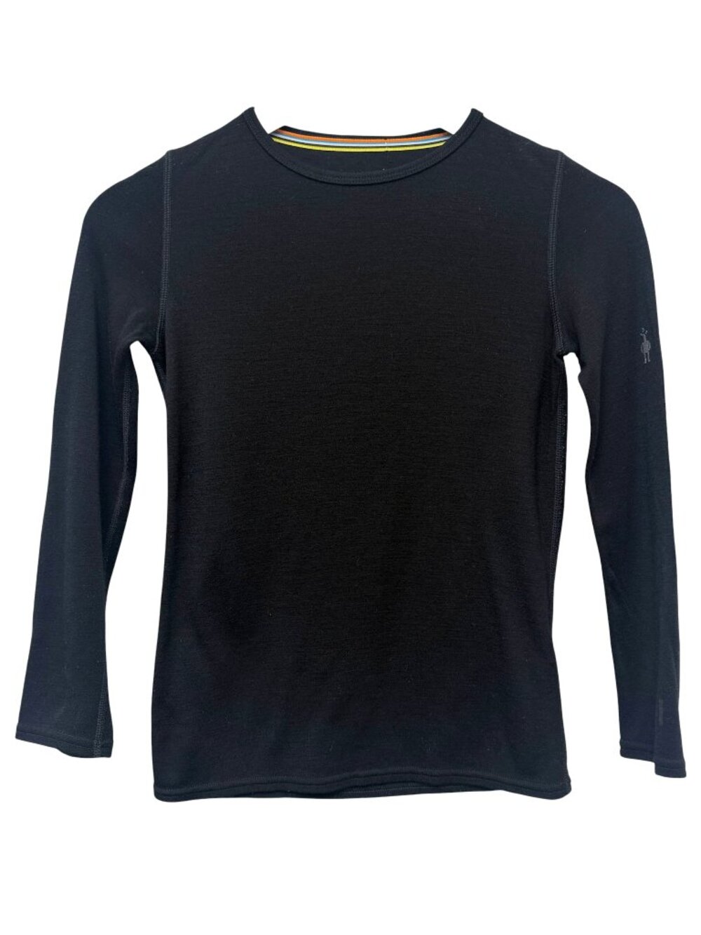 SMARTWOOL Youth Merino Wool Long Sleeve Shirt Large Black Base Layer Top